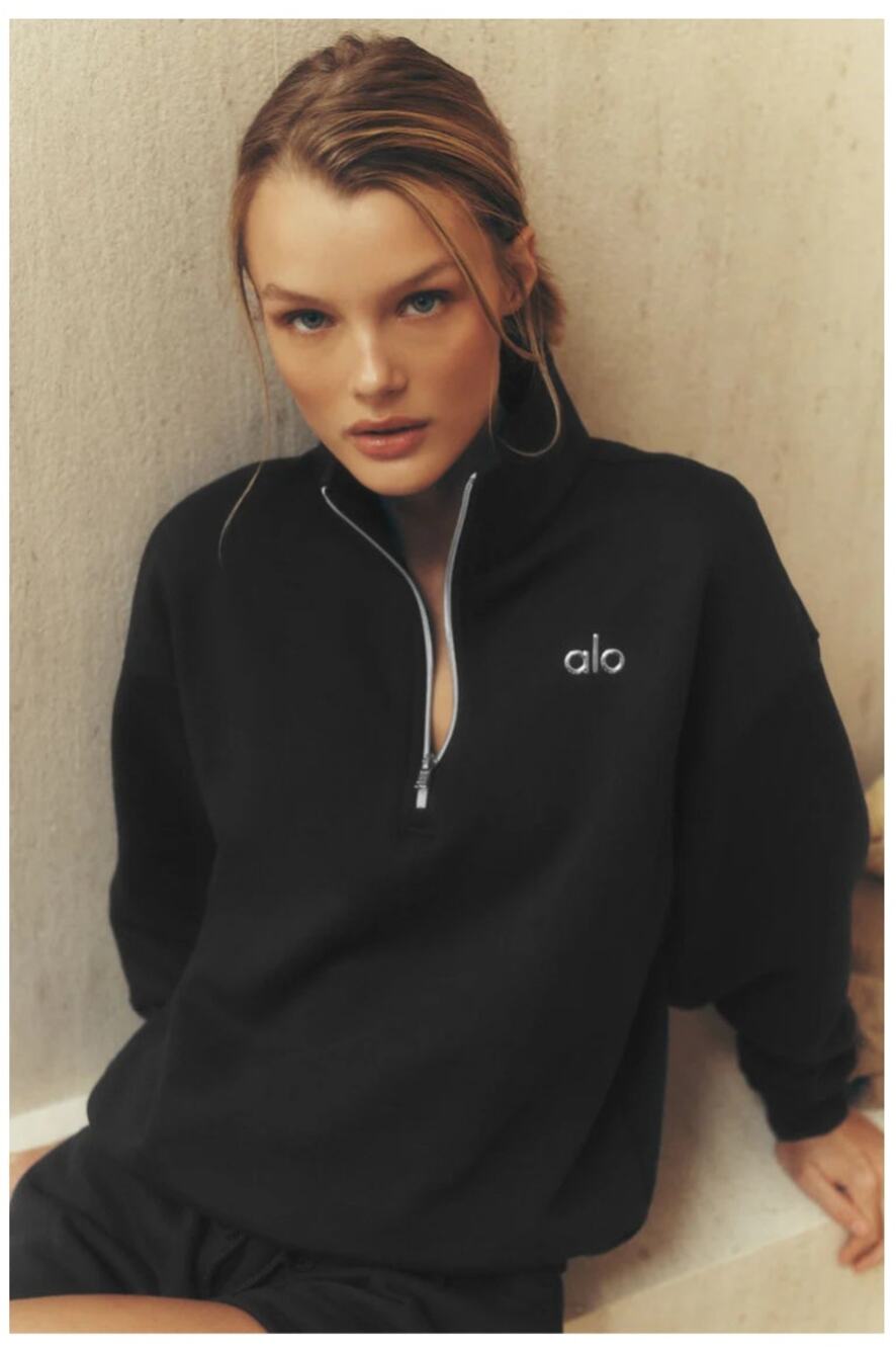 Alo Yoga Accolade 1/4 Zip Pullover Black NWT Large Unisex